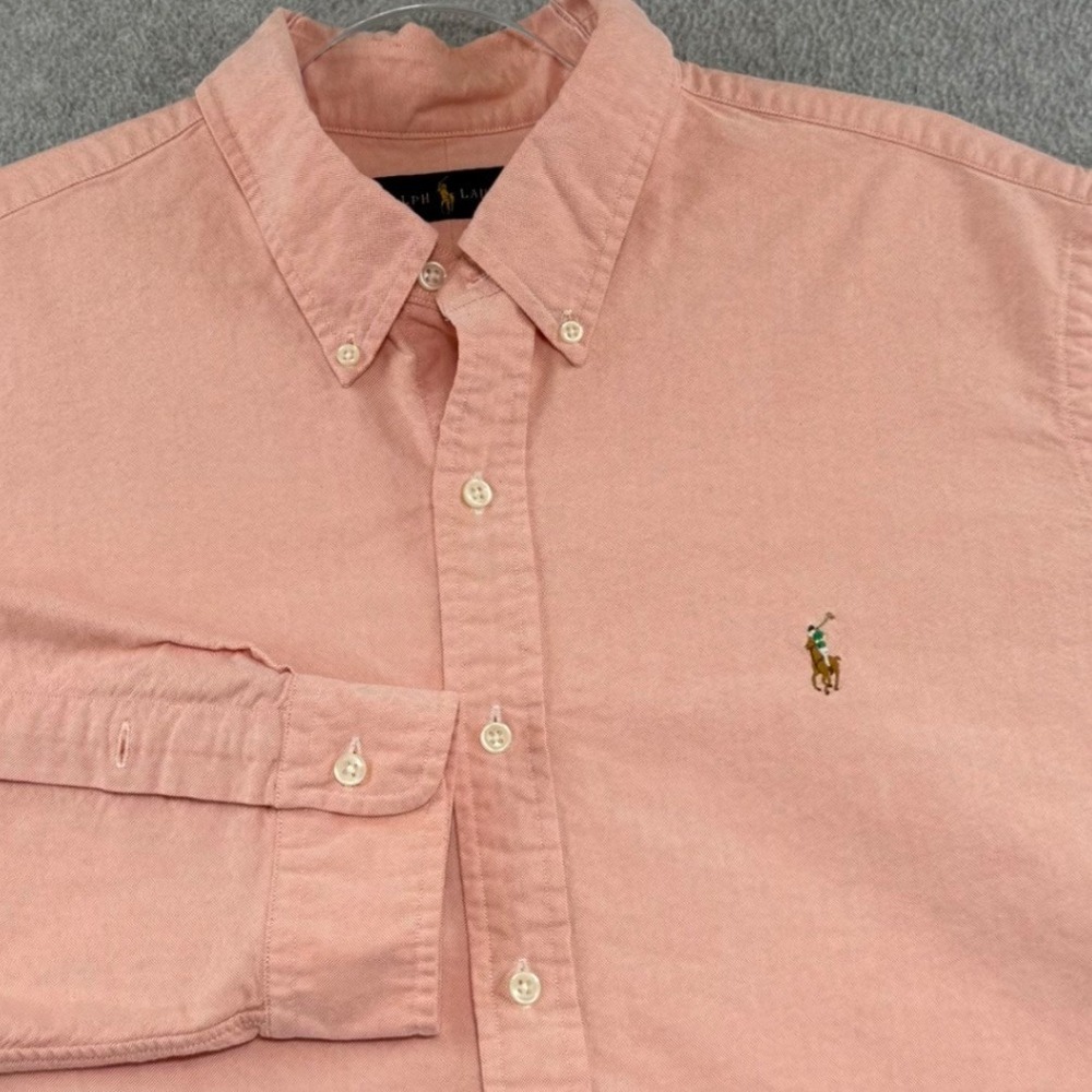 Polo Ralph Lauren Oxford Shirt Mens XXL Peach Long Sleeve Button Down Logo